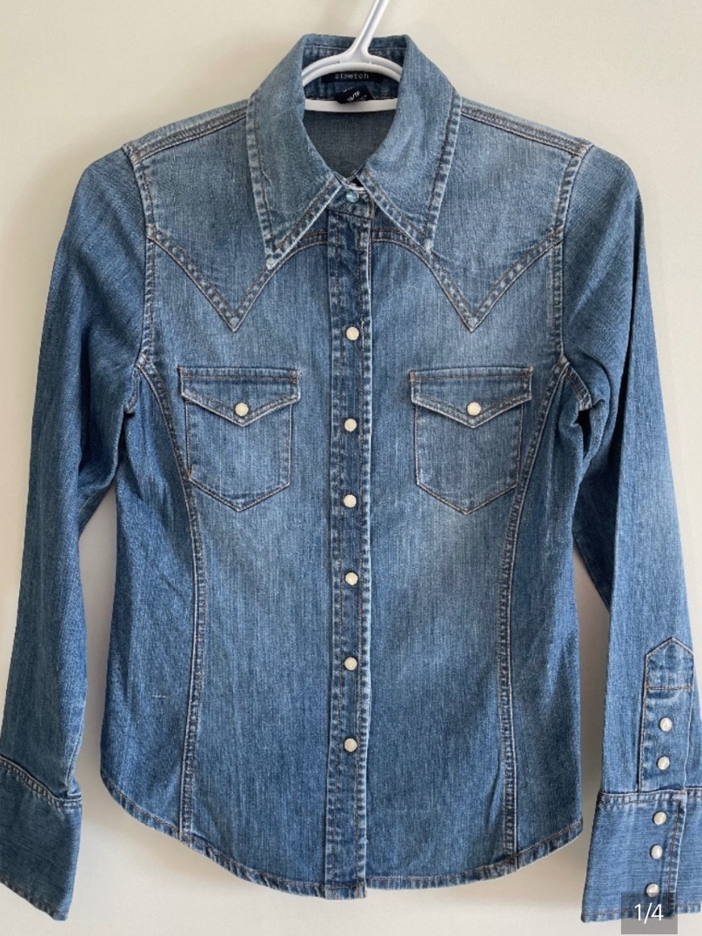 GAP Stretch Denim Western Snap Shirt Size XS